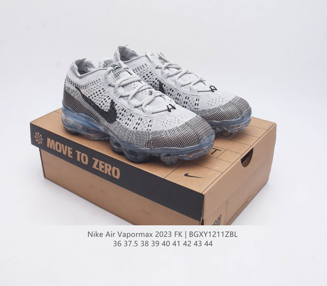 Nike men's and women's shoes, Nike Air Vapormax 2023 Fk Flyknit sports shoes, full-length long air cushion cushioning running shoes, perforated insoles with outstanding breathability that can be pulled out for details, elastic Flyk: