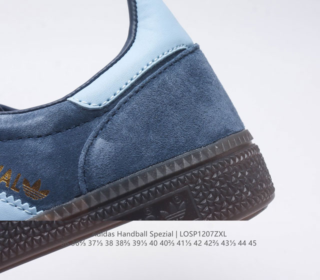 Adidas Handball Spezial Trifolium Academy Style Retro Casual Board Shoes, German Training Shoes, Rubber Bottom Soft Leather Classic Sports Shoes for Men and Women, Round Head Stitching and Splicing Design, Front Strap Tongue