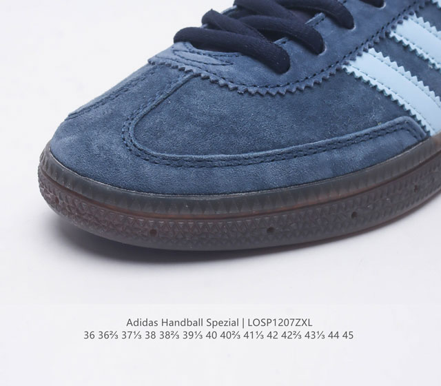 Adidas Handball Spezial Trifolium Academy Style Retro Casual Board Shoes, German Training Shoes, Rubber Bottom Soft Leather Classic Sports Shoes for Men and Women, Round Head Stitching and Splicing Design, Front Strap Tongue
