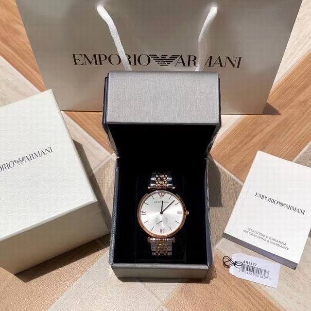 Armani Quartz Men's Watch, Ar1677316L Stainless Steel Strap, Unique Two and a Half Needle Design, Diameter~40mm, Double Press Butterfly Buckle, Essential for Successful Men