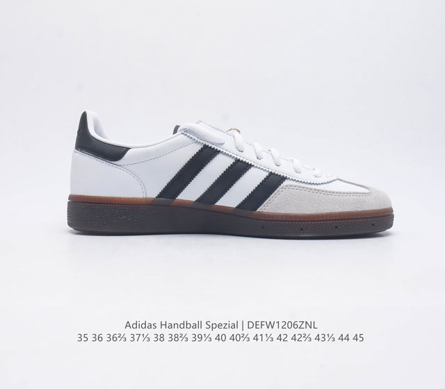 Adidas Handball Spezial Trifolium Academy Style Retro Casual Board Shoes, German Training Shoes, Rubber Bottom Soft Leather Classic Sports Shoes for Men and Women, Round Head Stitching and Splicing Design, Front Strap Tongue