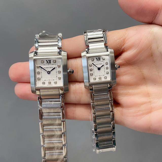 Platinum Diamond 20 Cartier French Tank Series Tankfrancaise, Swiss Quartz Movement, 316L Stainless Steel Case Chain, Tempered Crystal Mirror, Gemstone Ball Crown, Medium: Width 27Mm, Length 32mm