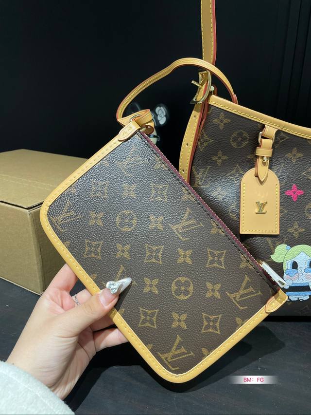 Comes with a folding gift box Lv, Kerry Ao bag, July new collection, old flower painted labubu women's bag, Carry All new collection, neverfull Lv, early spring game On series, Neverfull new shopping bag: