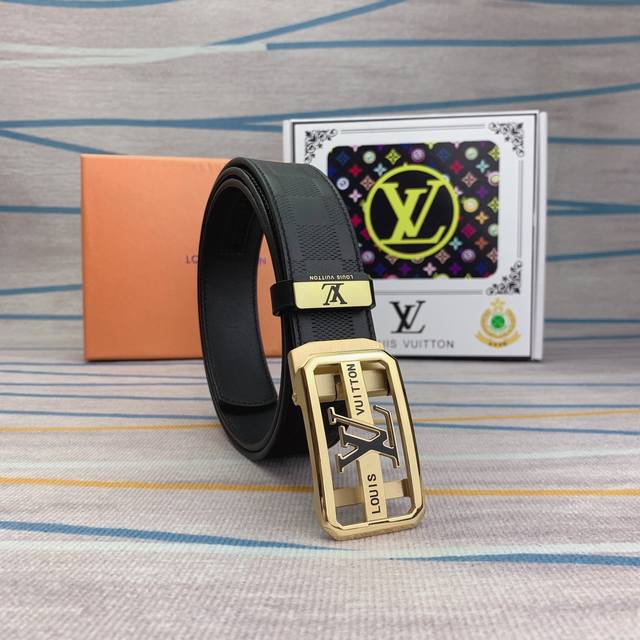 Product Name: Lv... Louis Original order automatic belt material from Vuitton: Original leather belt with 100% head layer leather belt guaranteed to be genuine leather, 24K pure steel buckle, counter original order quality, fine workmanship, fashiona