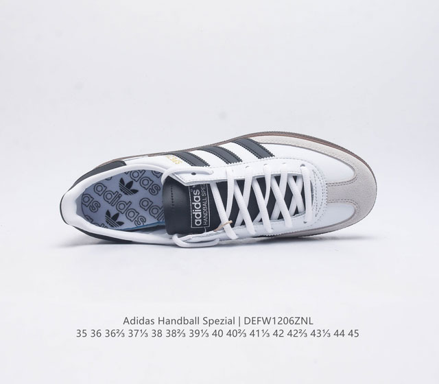 Adidas Handball Spezial Trifolium Academy Style Retro Casual Board Shoes, German Training Shoes, Rubber Bottom Soft Leather Classic Sports Shoes for Men and Women, Round Head Stitching and Splicing Design, Front Strap Tongue