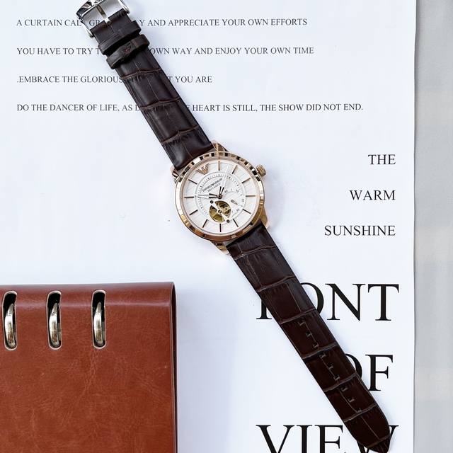 Armani, hollowed out watch series, equipped with imported brand new 82S7 gold movement, precise and trouble free timing, diameter for men: 42mm, thickness 10mm, classic needle buckle, sapphire glass mirror, fireproof flower, scratch resistant, 316 st