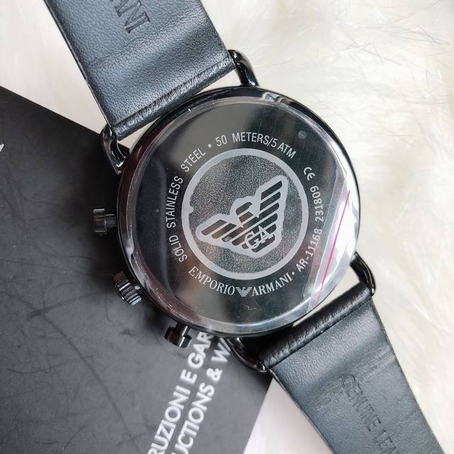 Original ARMANI official website model: AR11168 Movement type: Quartz clasp: Needle clasp Mirror material: Mineral reinforced glass Case material: Stainless steel Strap material: Italian imported cowhide Dial diameter: 4: