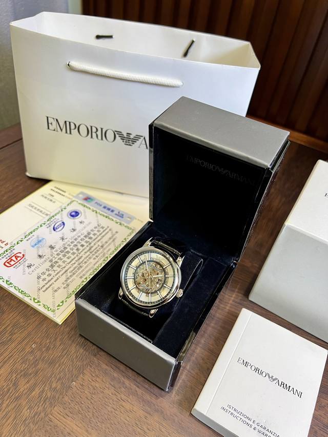 FFFH picture with packaging 25 original version, original movement button, what you have been looking for, finally in stock, highly recommended ♀♀ Armani Mechanical Belt Men's Watch Arrives Armani Case: 316L Stainless Steel Mirror: Reinforced Mineral