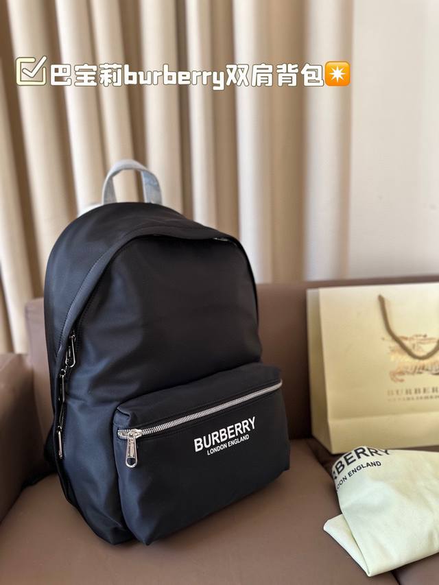 Burberry backpack with fashionable and casual style fabric, high-density waterproof and easy to maintain in rain. Size 30.43: