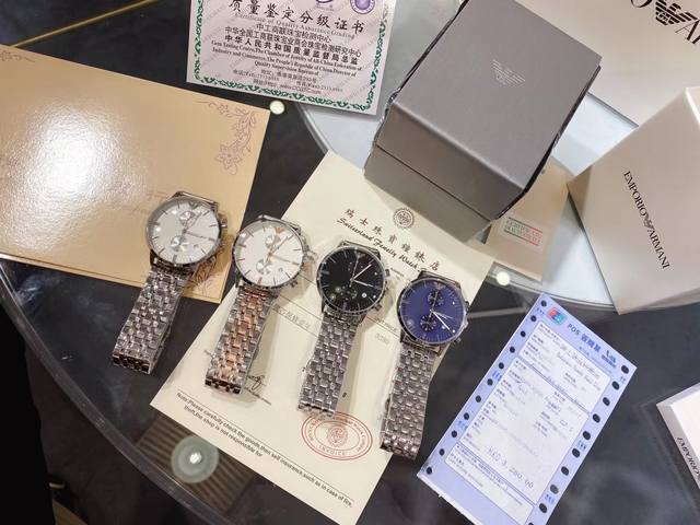 Armani boutique men's wristwatch exudes a gentlemanly style. Adopting the top-notch imported quartz movement for absolute precision in timekeeping, the watch strap is made of top-grade 316 black stainless steel material with mineral super strong mirr