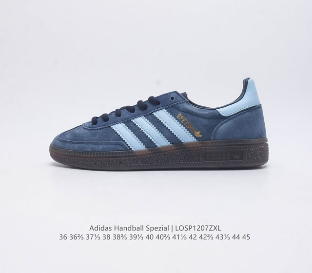 Adidas Handball Spezial Trifolium Academy Style Retro Casual Board Shoes, German Training Shoes, Rubber Bottom Soft Leather Classic Sports Shoes for Men and Women, Round Head Stitching and Splicing Design, Front Strap Tongue