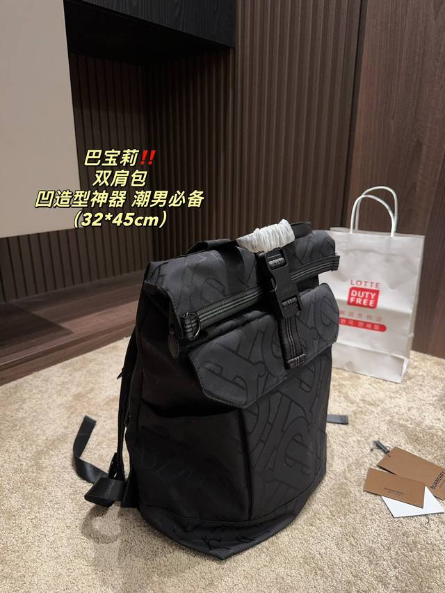 Size 32.45 Burberry Backpack Burberry Burberry Latest Exclusive Logo Recycled Polyester Fiber Thai Cool~Concave Photo Type Artifact Trendy Men's Essential Temperament Up Up!!!: