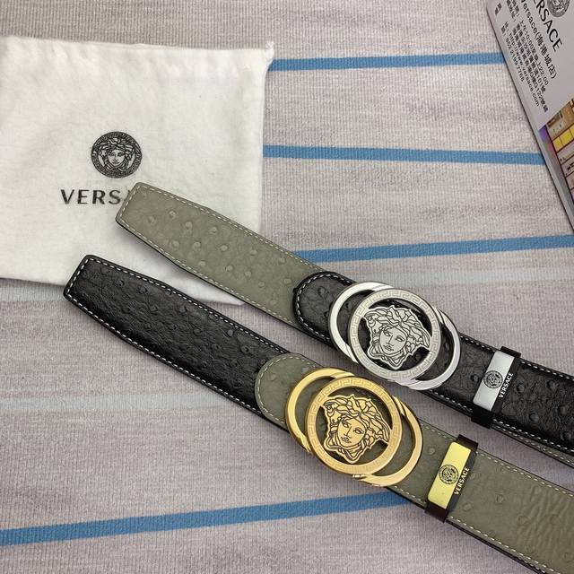 Product Name: Versace. Versace Material: Original Leather Belt with 100% Head Layer Leather Belt Guaranteed Genuine Leather, 24K Pure Steel Buckle, Counter Original Quality and Exquisite Craftsmanship, Fashionable Brand, Preferred Packaging for Perso