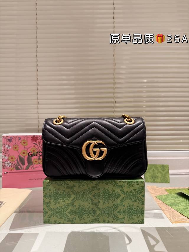 Leather airplane box folding gift box Size: 26 * 14m Gucci Marmont 6 classic style, good quality, high cost performance, cowhide quality: