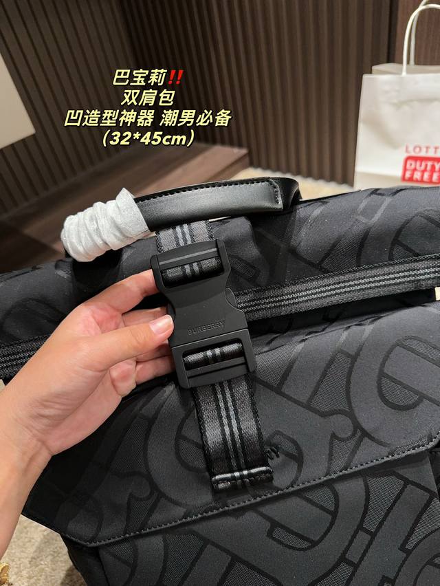 Size 32.45 Burberry Backpack Burberry Burberry Latest Exclusive Logo Recycled Polyester Fiber Thai Cool~Concave Photo Type Artifact Trendy Men's Essential Temperament Up Up!!!: