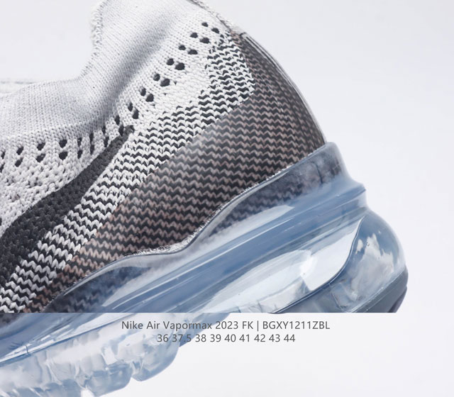 Nike men's and women's shoes, Nike Air Vapormax 2023 Fk Flyknit sports shoes, full-length long air cushion cushioning running shoes, perforated insoles with outstanding breathability that can be pulled out for details, elastic Flyk: