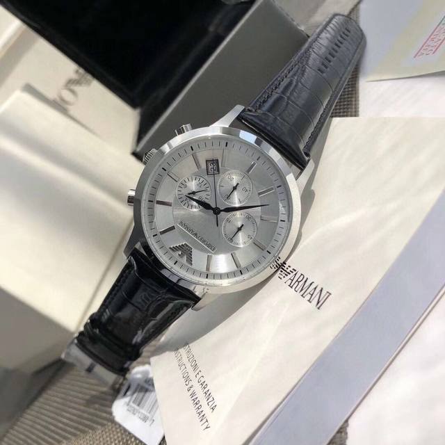 Original brand Armani model: Ar2458 white face ar2448 blue face Ar2434 black face imported quartz movement 'mineral reinforced glass mirror' stainless steel strap invisible double lock 'three eye timing date window: