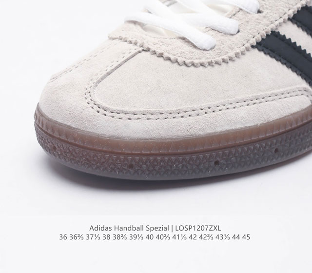 Adidas Handball Spezial Trifolium Academy Style Retro Casual Board Shoes, German Training Shoes, Rubber Bottom Soft Leather Classic Sports Shoes for Men and Women, Round Head Stitching and Splicing Design, Front Strap Tongue