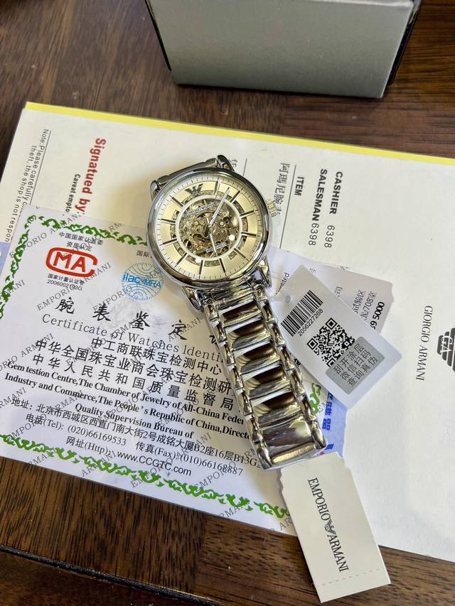 FFFH picture with packaging 25 original version, original movement button, what you have been looking for, finally in stock, highly recommended ♀♀， ARMANi Mechanical Men's Watch Arrives Armani Case: 316L Stainless Steel Mirror: Reinforced: