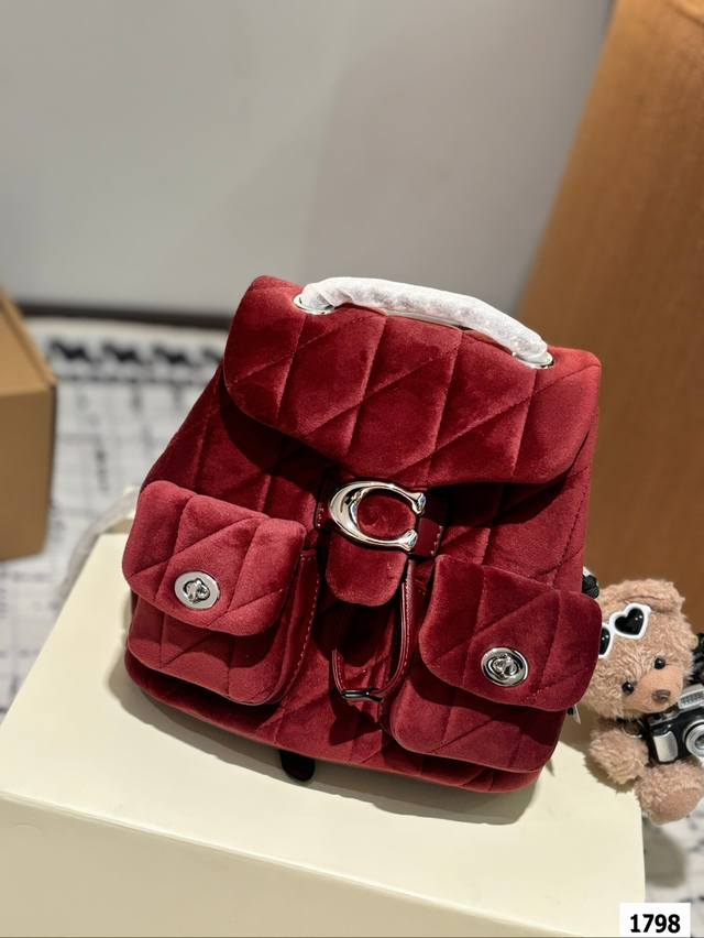 Gift box packaging for the new velvet Coach shoulder bag, the finishing touch in the autumn and winter limited edition velvet bag outfit. The most versatile bag for high-end and age reducing commuting on the street, size 20 18.5: