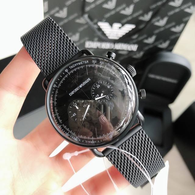 Original Armani Case Strap: Sand Black Official Website Model: AR11264 Case: 316L Stainless Steel Mirror: Reinforced Mineral Glass Strap: 316L Stainless Steel Mesh Buckle: Needle Buckle Size: 43: