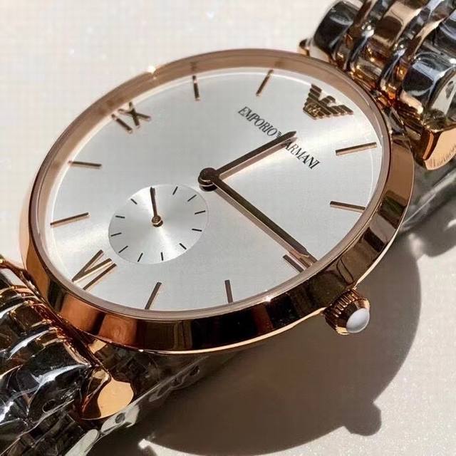 Armani Quartz Men's Watch, Ar1677316L Stainless Steel Strap, Unique Two and a Half Needle Design, Diameter~40mm, Double Press Butterfly Buckle, Essential for Successful Men