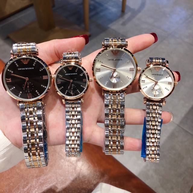 Popular and high-volume Armani couple watch, imported high-quality quartz movement with original butterfly clasp, 32mm for women and 40mm for men