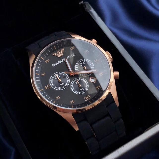 Worry free after-sales Armani Fashion Sports Men's Watch for both leisure and business, model ar5905 silicone steel strap quartz watch, dial diameter 43Mm, watch bandwidth 22Mm, mineral glass mirror, butterfly double button, super design: