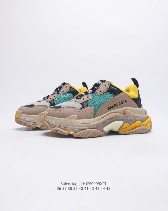 Company level luxury Balenciaga men's and women's thick soled height increasing board shoes leather mesh sports shoes Balenciaga's latest popular low top lace up casual sports board shoes are simultaneously launched in the counter in Hong Kong, the U