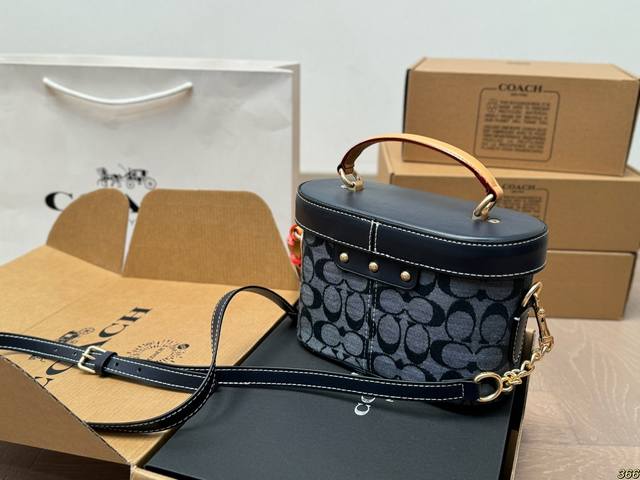 Airplane Box Coach Coach Original Small Box~Makeup Box Retro Series - Versatile Artifact Original Single Fabric Leather Super Soft Touch Super Good Large Capacity Color Just Right and Exquisite Size: 19 13: