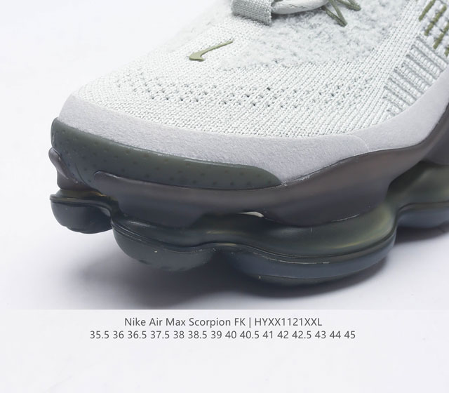 Company level Nike Air Max Scorpion Fk air cushioned sports shoes with thick soles and increased height for men and women. The next-generation air cushioned shoes are equipped with full-length air cushioned shoes, which will bring a wearing experienc
