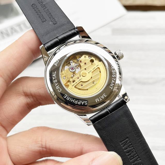Unified Armani Men's Watch Song Weilong's Trendy Hollow Mechanical Watch with Unique Craftsmanship, Fashionable and Casual Transparent Heart, Rich in Modern Art, Exquisite Hollow Crown Logo Eagle shaped Hollow Dial Bar Fixed Nail Scale Matte Steel St