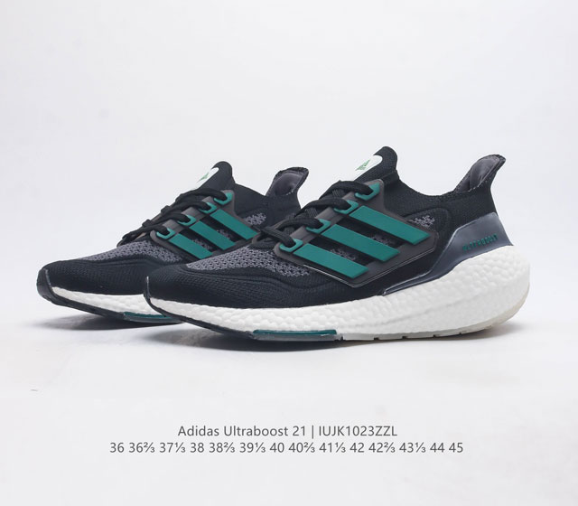 Adidas Ultraboost 21, a low top, smooth running, shock-absorbing, and rebounding running shoe, is showcased with a brand new appearance. It features a newly woven texture of prim