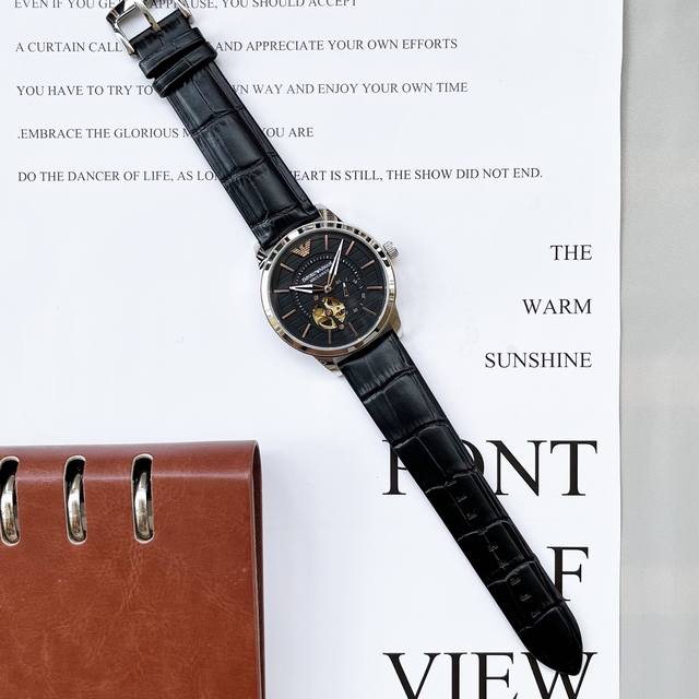 Armani, hollowed out watch series, equipped with imported brand new 82S7 gold movement, precise and trouble free timing, diameter for men: 42mm, thickness 10mm, classic needle buckle, sapphire glass mirror, fireproof flower, scratch resistant, 316 st