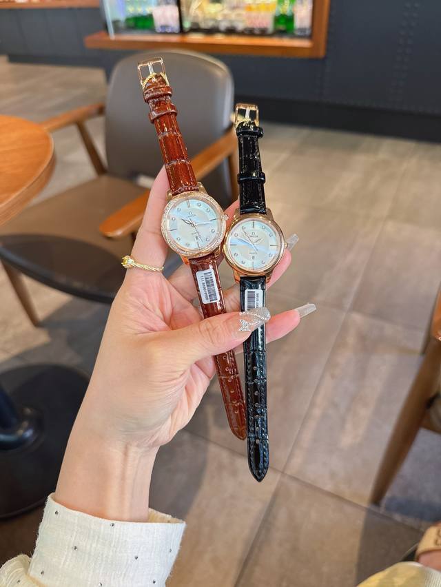 Platinum Steel Strip 20 Diamond Rings 20 Omega Omega Women's Watch Imported Quartz Movement 316L Stainless Steel Case Diameter 34Mm Thick 8Mm This watch is loved by women for its elegance in all seasons.