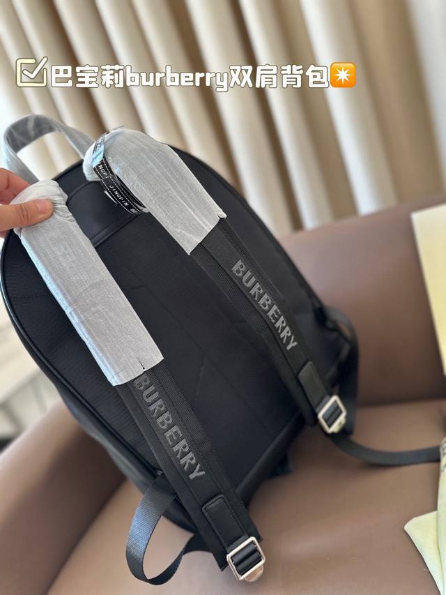 Burberry backpack with fashionable and casual style fabric, high-density waterproof and easy to maintain in rain. Size 30.43: