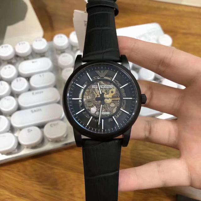 Armani watch men's watch ar60008 is uniquely crafted with black steel, cool and trendy hollow design, rich in modern artistic beauty, imported cowhide strap, needle buckle, mineral crystal mirror, fully automatic mechanical men's watch 42Mm * 13mm: