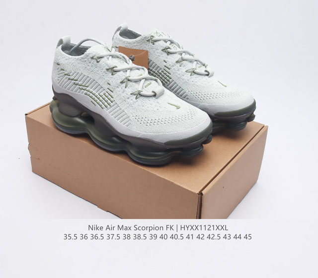 Company level Nike Air Max Scorpion Fk air cushioned sports shoes with thick soles and increased height for men and women. The next-generation air cushioned shoes are equipped with full-length air cushioned shoes, which will bring a wearing experienc