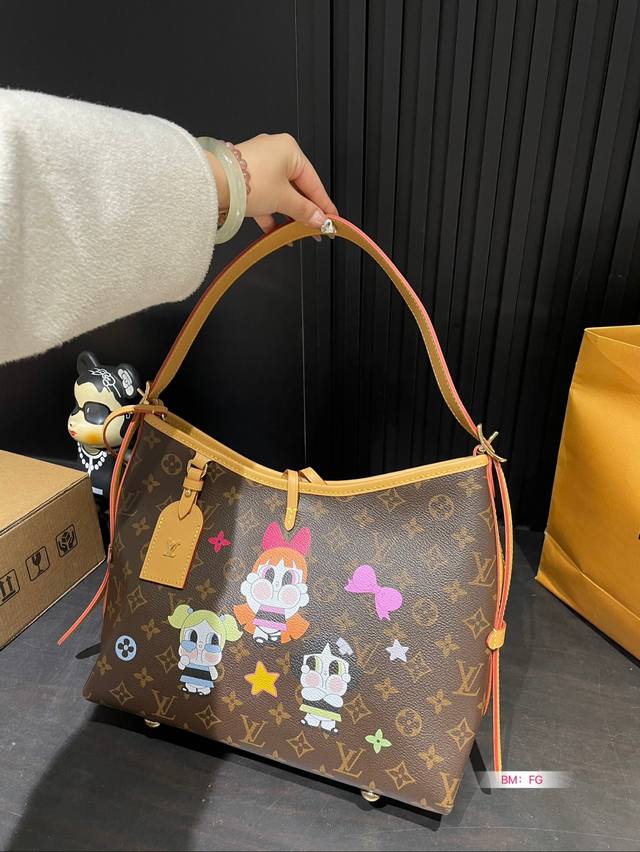 Comes with a folding gift box Lv, Kerry Ao bag, July new collection, old flower painted labubu women's bag, Carry All new collection, neverfull Lv, early spring game On series, Neverfull new shopping bag: