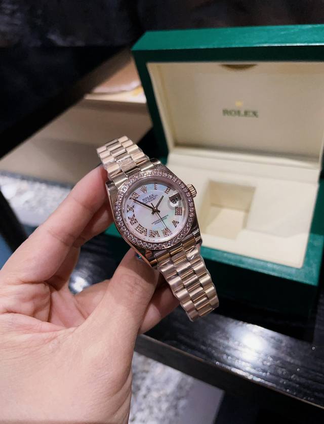 Strap without Diamond Rolex Diary Series Classic Women's Solid Core Steel Strap - Original Buckle Imported Movement Red Book Hot Recommended Design Shows Unique Noble and Elegant Goddess temperament! 316 stainless steel case paired with Swarovski cry