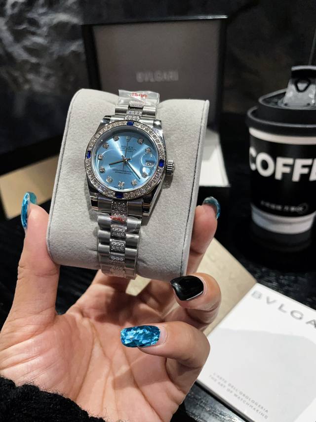 Watch Band Diamond Rolex Diary Series Classic Women's Solid Core Steel Belt - Original Buckle Imported Movement Red Book Hot Recommended Design Shows Unique Noble and Elegant Goddess temperament! 316 stainless steel case paired with Swarovski crystal