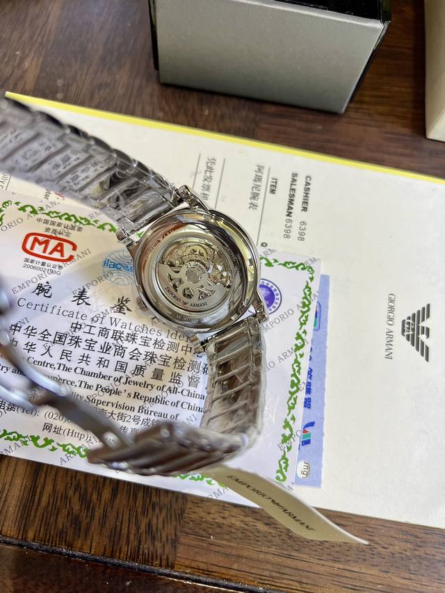 FFFH picture with packaging 25 original version, original movement button, what you have been looking for, finally in stock, highly recommended ♀♀， ARMANi Mechanical Men's Watch Arrives Armani Case: 316L Stainless Steel Mirror: Reinforced: