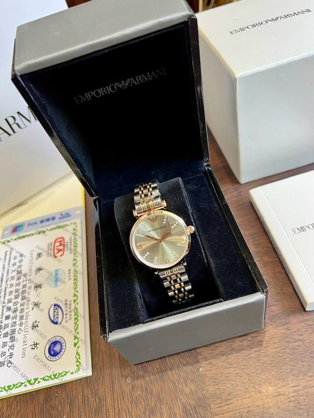 FFFH Image Full Package 25 ARMANI Two Needle Women's Watch, with Excellent Quality, Imported Movement Mineral Reinforced Glass, 1:1 Quality at the Counter, Explosive Quality, Essential for Fashionists, 30mm Dial, Ah: