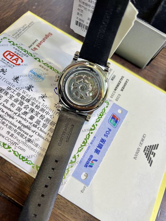 FFFH picture with packaging 25 original version, original movement button, what you have been looking for, finally in stock, highly recommended ♀♀ Armani Mechanical Belt Men's Watch Arrives Armani Case: 316L Stainless Steel Mirror: Reinforced Mineral