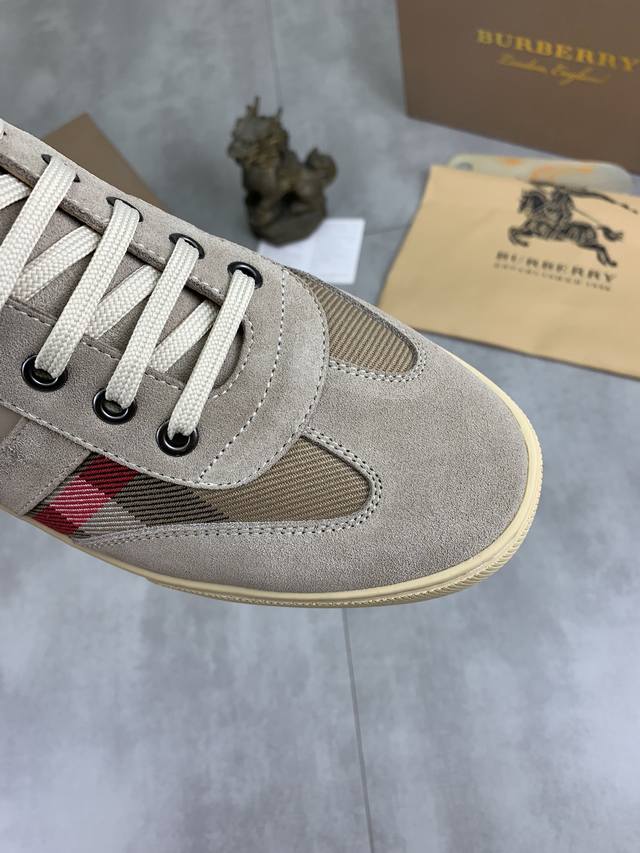 Factory price real price leather and velvet knight Burberry sports men's shoes, new casual high top men's shoes, new spring and summer season design, perfect workmanship, lazy foot style to create cabinet quality, shoe upper: fashionable and exquisit