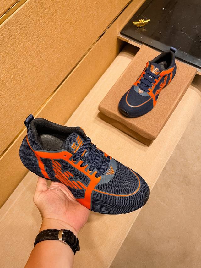 Factory approved Armani men's shoes high-end brand official website 1:1 latest masterpiece: The upper is made of original Italian official website special technology fabric, matched with original comfortable and breathable inner lining, and the origi