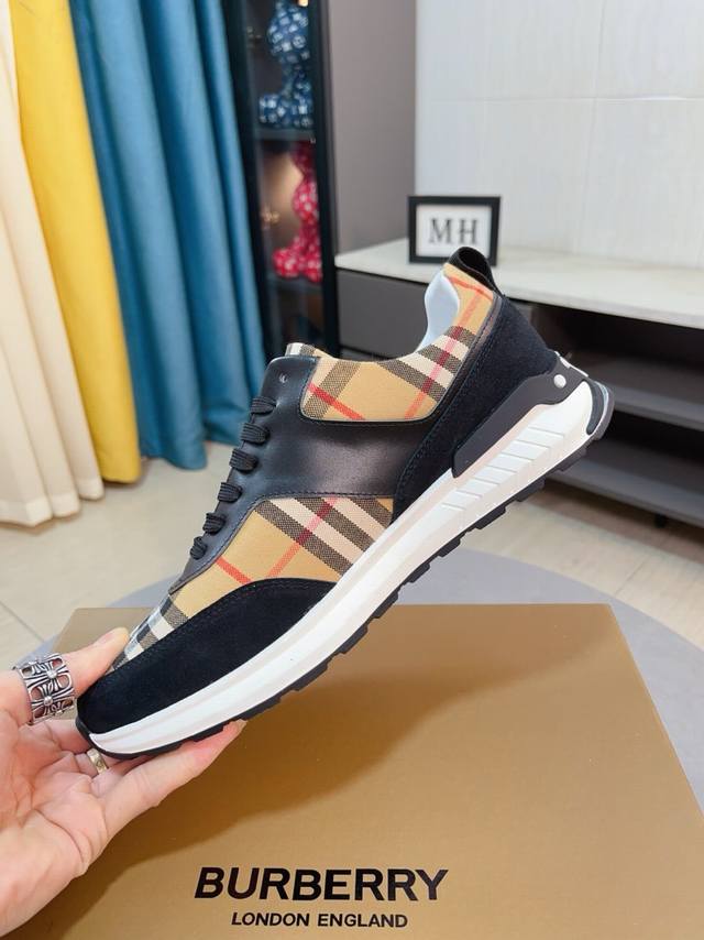 The factory price of Burberry Burbdrry's latest popular casual shoes with the same high version on the official website is the top brand luxury~purchasing agent. The upper is made of imported cowhide patchwork fabric, the original material is high-en