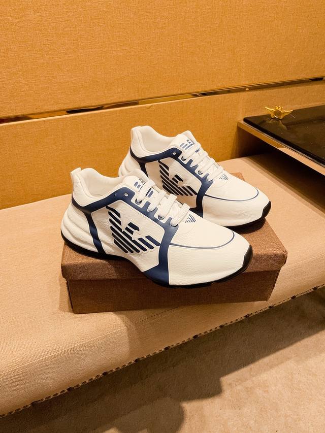 Factory approved Armani men's shoes high-end brand official website 1:1 latest masterpiece: The upper is made of original Italian official website special technology fabric, matched with original comfortable and breathable inner lining, and the origi