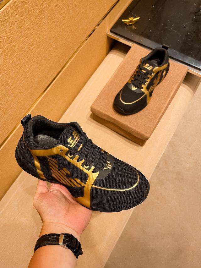 Factory approved Armani men's shoes high-end brand official website 1:1 latest masterpiece: The upper is made of original Italian official website special technology fabric, matched with original comfortable and breathable inner lining, and the origi