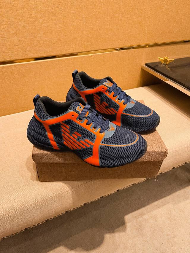 Factory approved Armani men's shoes high-end brand official website 1:1 latest masterpiece: The upper is made of original Italian official website special technology fabric, matched with original comfortable and breathable inner lining, and the origi